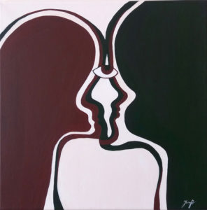 Kiss, acrylic on canvas, 40x40, march 2018