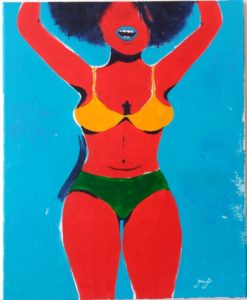 Girl with Afro Hair, acrylic on canvas, 40x50, may 2018